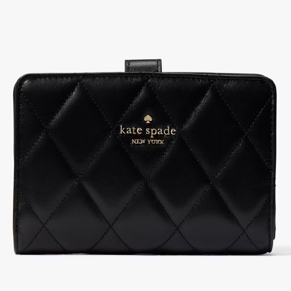 Kate Spade Carey Medium Compact Bifold Wallet Quilted Leather 5.6" x 3.6” x 1.2" - Picture 5 of 15